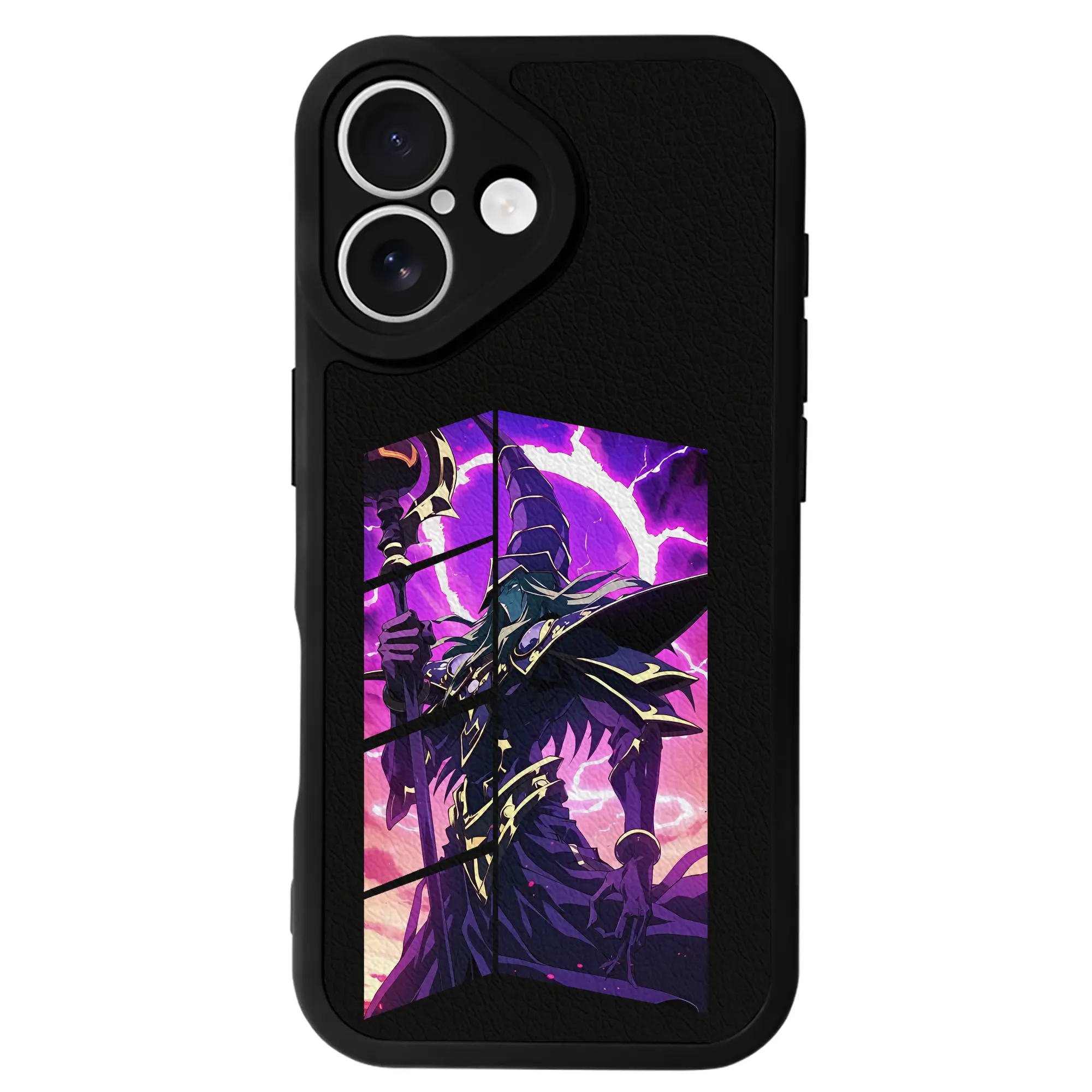 遊☆戯☆王 グッズ,ブラック・マジシャン - IPhone 16シリーズ対応 ・ シリコンスマホケース ・ レザー調 ・ 高精度フィット ・ 耐衝撃 ・ ワイヤレス充電対応 ・ 精密カット